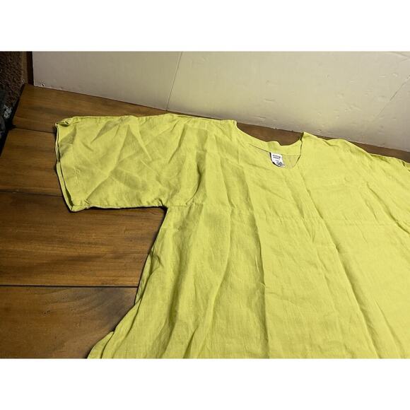 Match Point Womens Tunic Large Yellow Linen Oversized Lagenlook - Picture 3 of 8
